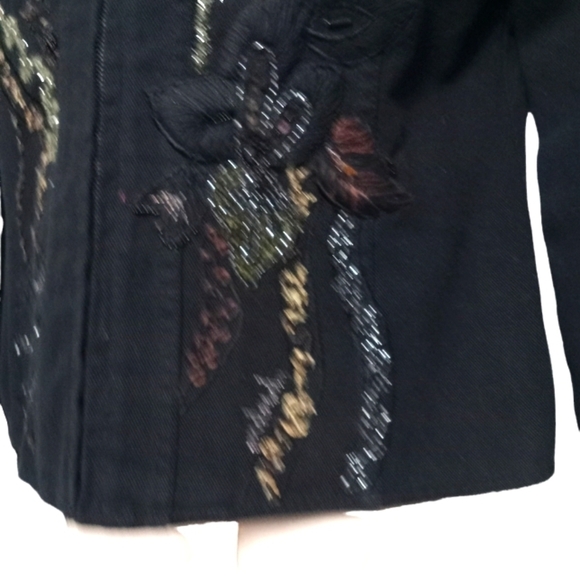 Chicos Black Denim Jean Jacket Sz 0 - Picture 3 of 5